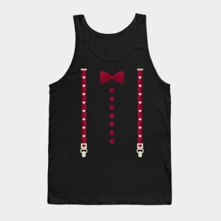 Hearts Bow Tie & Suspenders Valentine's Day Costume Tank Top